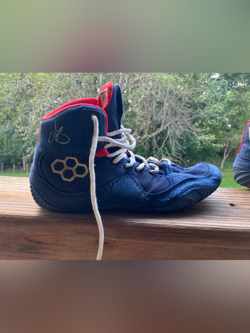 Rudis Men's Athletic Wrestling-Style Shoes in Navy and Red